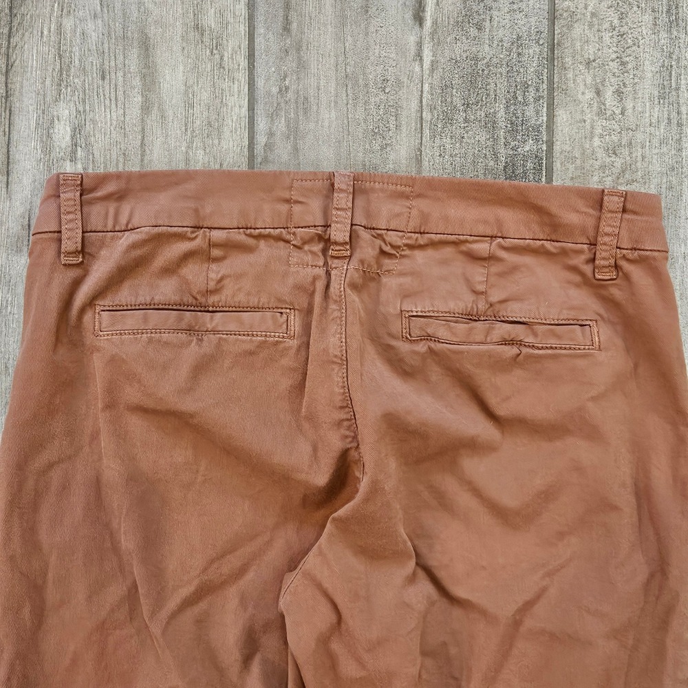 Frank & Eileen Wicklow Pants Women's Size 2 Rust Tan Cotton Blend Raw Hem Casual - Picture 9 of 13